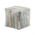 thumbnail image 3 of Modern Pouf Ottoman- Multicolor Vertical Striped Jacquard- 16 Inch, 3 of 6