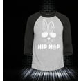 thumbnail image 2 of Shop4Ever Men's Hip Hop Bunny Rabbit Easter  Raglan Baseball Shirt X-Large Heather Grey/Black, 2 of 4