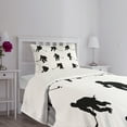 thumbnail image 5 of Ambesonne Hockey Quilted Bedspread Set 2 Pcs, Black Player Silhouettes, Twin Size, Black White, 5 of 6
