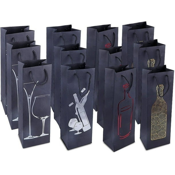 Wine Gift Bags 12Pack Premium Wine Bottle Bags Spirits, Liquor, Champagne Gift Bags with