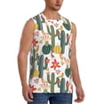 thumbnail image 2 of Kdxio Summer Cactus With Blooming for Men's Muscle T-shirt,Sleeveless for Workout Running Athletic Gym Lounge Casual, 2 of 5