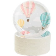80 Packs Hot Air Balloon Themed Party Disposable Paper Plates 7" for Baby Shower