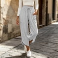 thumbnail image 6 of Women Striped Cropped Capri Pants Sevevn Drawstring Elastic Waist Irregular Hem Casual Trousers With Large Side Pockets, Multi‑Color Options For Summer Daily Wear, 6 of 6