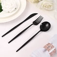 thumbnail image 4 of BalsaCircle 24 Black Disposable Premium Plastic Cutlery Spoon Fork Knife Set Wedding Party Decorations, 4 of 8