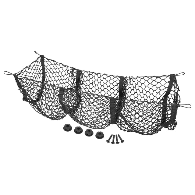 Unique Bargains Three Pocket Trunk Cargo Organizer Storage Net 3 Pocket Black Mesh Storage Net Set for Truck Car Auto SUV 110 x 30cm