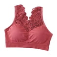 thumbnail image 2 of harmtty Women Bra Lace Push Up Underwear Padded Beauty Back Brassiere for Sleeping,Watermelon Red, 2 of 8