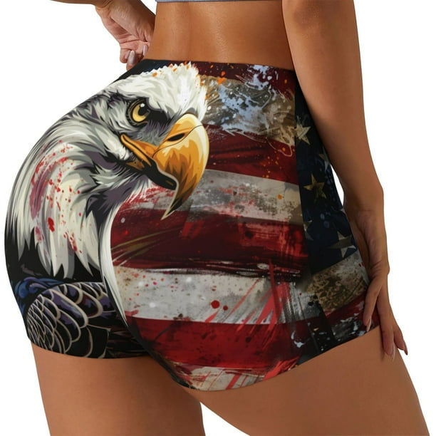 Fotbe Retro American Eagle A Shorts Sin Costuras – Shorts Deportivos de Cintura Alta para Mujer, Elásticos para Gimnasio, Yoga, Running o Ciclismo-X-Large