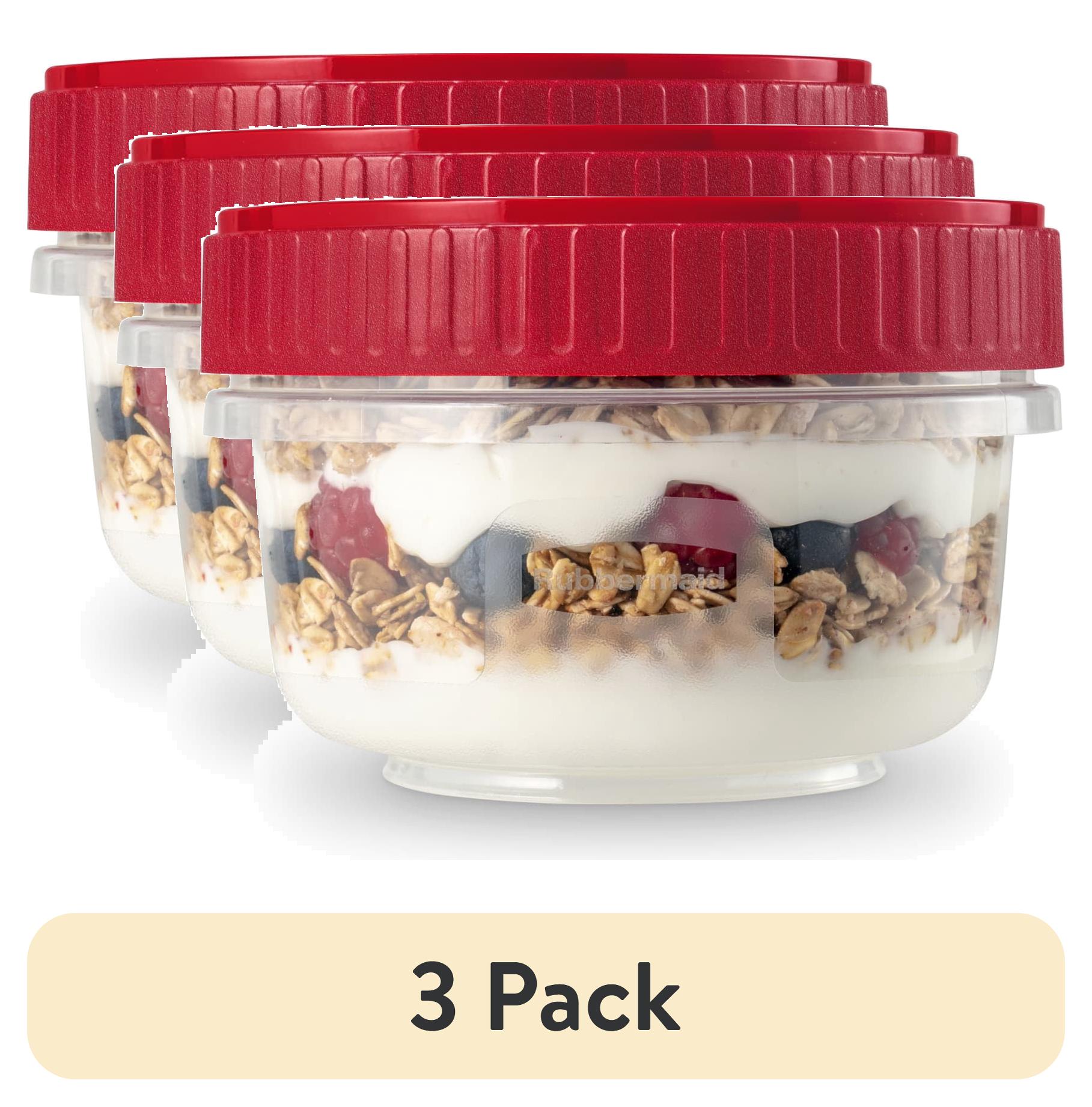 (3 pack) Rubbermaid TakeAlongs Twist & Seal 1.6-Cup Food Storage Containers, Ruby Red, 3 pack