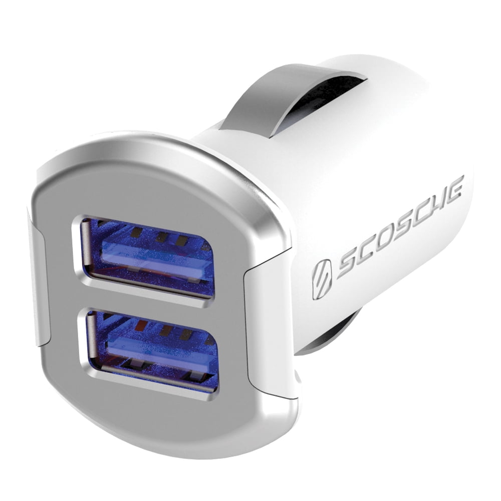 SCOSCHE ReVolt Compact Dual Port USB Fast Car Charger with Illuminated LED Backlight 12 Watts