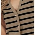 thumbnail image 7 of BYHONG Women's Striped Cropped Tank Top Dressy Sleeveless Button-Up Vest Womens Blouses Summer Cardigan Style Tops Coffee XL, 7 of 7