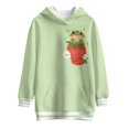 thumbnail image 4 of Psesaysky Cute Frog Strawberry Print Girls Oversized Hoodies Fleece Pullover Sweatshirts Kids Fashion Hoodie Dress Casual Outfits Fall Winter Clothes for 13-14 Years, 4 of 7