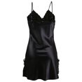 thumbnail image 2 of INSPIRE CHIC Women Satin Lace Trim Sleepwear Nightgown Pajama Slip Dress Black-lace XXL, 2 of 6