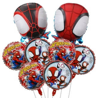Spider-Man Helium Balloons - Pack Of 6 | 12 Inch Red & Blue Birthday Party Decorations
