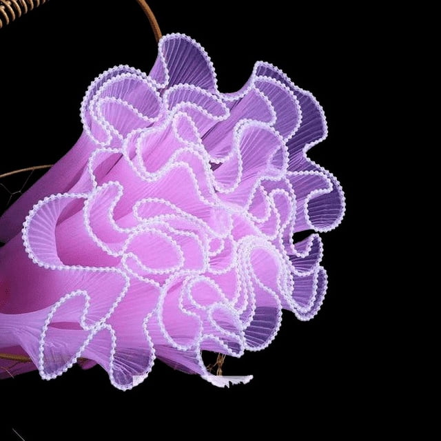 Xiao Hua Papel de embalaje con borde de perla, hilo ondulado plegado, ramo de flores envuelto, hilo de malla de 4 metros de largo (rosa)