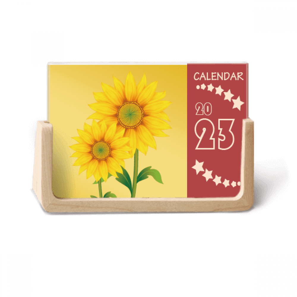 Yellow Sunflower Greenery Flower Desk Calendar Desktop Decoration 2023