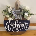 thumbnail image 3 of Dserhfy Front Door Welcome Sign Farmhouse Rustic Round Wooden Bowknot Letter Welcome Wreath All Seasons Indoor Outdoor Porch Door Hanger Wall Hanging Decoration, 3 of 8