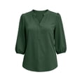 thumbnail image 4 of Favoffer Women's Chiffon Casual Blouses Short Sleeve V Neck Roll Tab Loose Fit Tunics for Work Office Daily Wear, 4 of 7