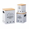 thumbnail image 1 of twisto 3 Pieces Square Canister Set Carbon Steel Vented Storage Canisters Ventilated Bamboo Lid Canisters, White, 1 of 10