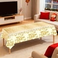 thumbnail image 4 of Dadiaei Happy New Year Plastic Tablecloth Black Gold White Party Tablecloth 107.87x53.94in Waterproof Disposable for Holiday Dinner Decor Table Setting Supplies, 4 of 6