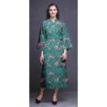 thumbnail image 4 of Bimba Robe Croisée Imprimée Vert Sarcelle à Rayures Florales, Feuilles et Roses, Robe Chemise de Demoiselle d'Honneur pour la Préparation, Peignoirs pour Femmes P, 4 of 5