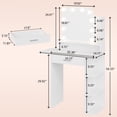 thumbnail image 6 of Pipleo Makeup Vanity Desk with Mirror and Lights, Power Outlet, 34.25”Small Vanity Mirror with Lights with Large Drawer, Foldable Shelve＆6 Storage, White Vanity with 3 Lighting Modes, 6 of 9
