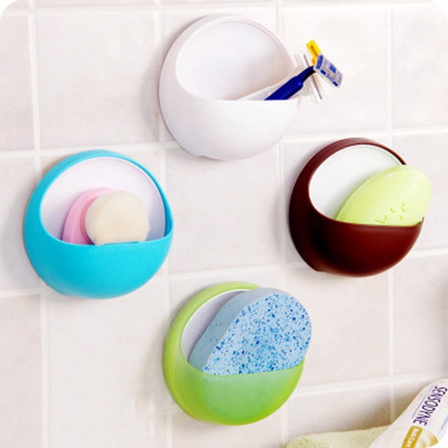 Xihbxyly Jabonera de Plástico con Ventosa, Organizador para Cepillos de Dientes, Diseño de Succión Fuerte, Ideal para Ducha y Cocina, Ahorra Espacio, 11 X 10 X 4,5 Cm.