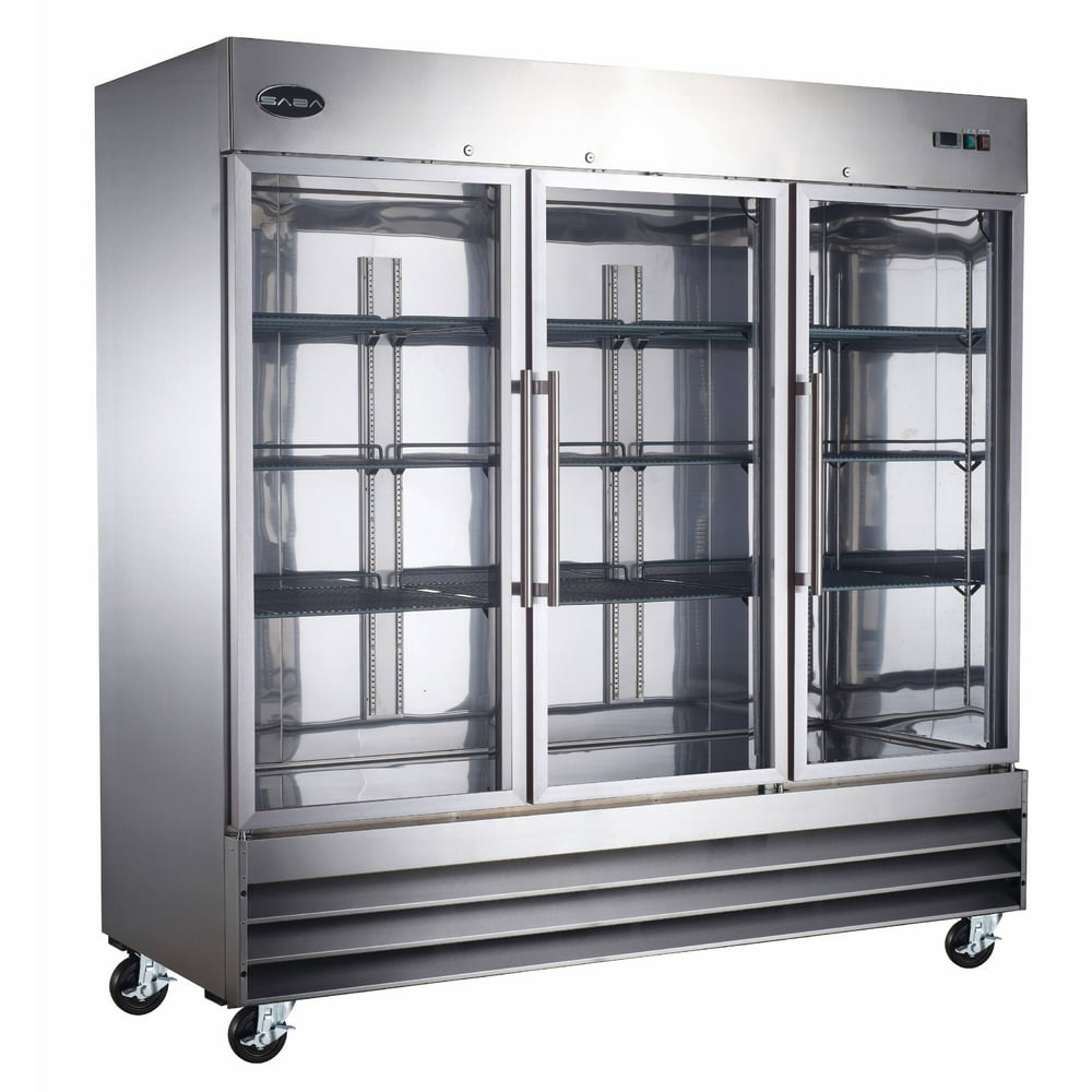 Heavy Duty Commercial 72 cu ft Stainless Steel Glass Door ReachIn