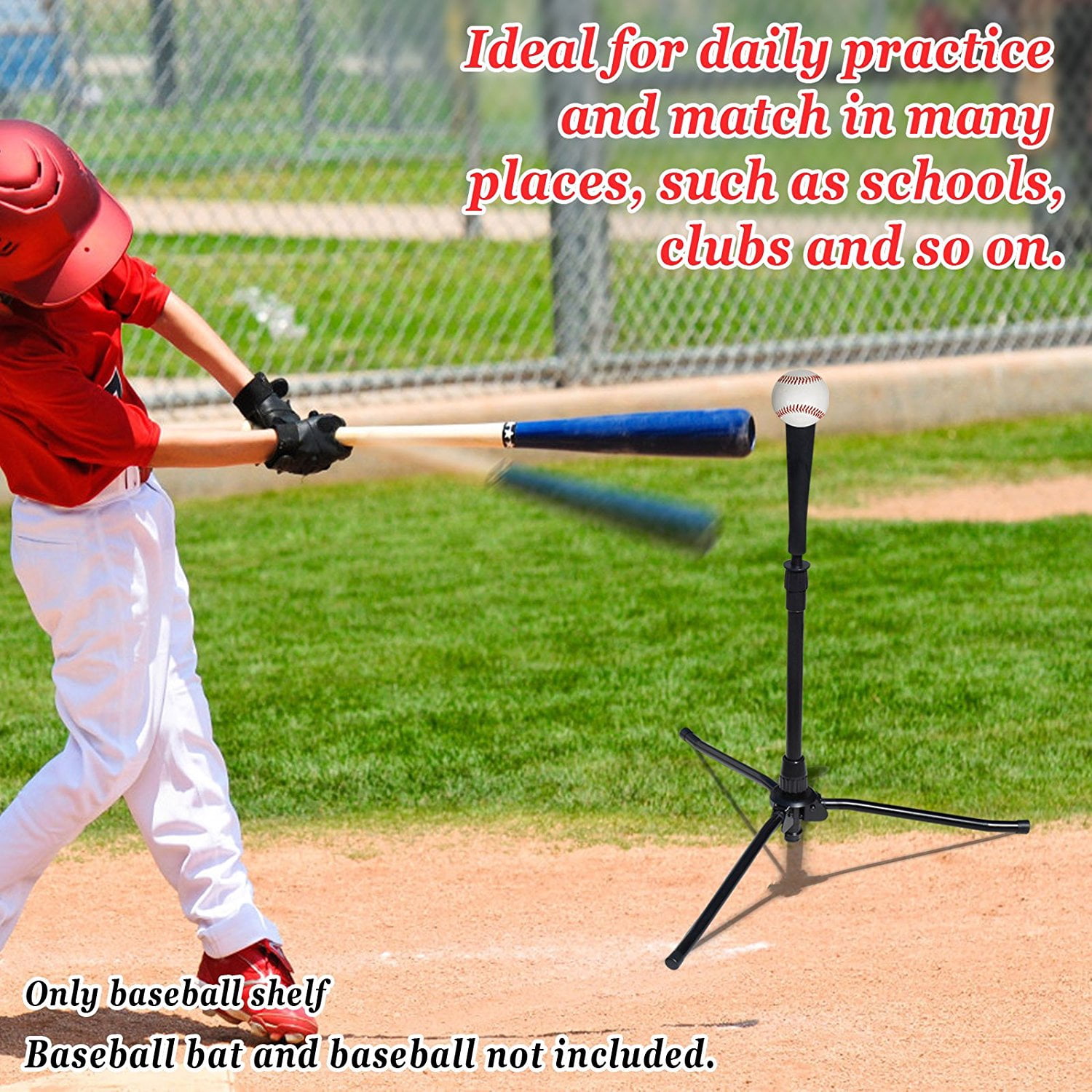 Sunrise Baseball Softball Portable Tripod Travel Batting Tree, Adjustable Height, Black