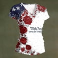thumbnail image 4 of Iaqnaocc 4th Of July Outfits for Women Independence Day V Neck Short Sleeve 250 Anniversary Usa Flag Patriotic USA Flag Floral Print Tee Shirts American Flag Freedom Tee Tops Pink XXL, 4 of 4