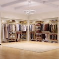 thumbnail image 4 of ROGALIS H4 Wall Mounted Clothes Rack, Industrial Pipe Closet Organizers System with 4 Telescopic Rod & 2 ordinary rods & 8 Shelves, Gold, 4 of 9