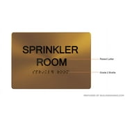 Sprinkler Room Sign- Gold(Aluminium, Gold/Black,Size 5x7) The Sensation line