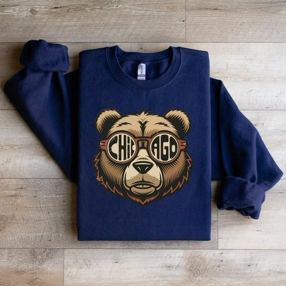 Velto Vintage Chicago Football Bear Crewneck: Retro Fan Gift All Size S-5XL
