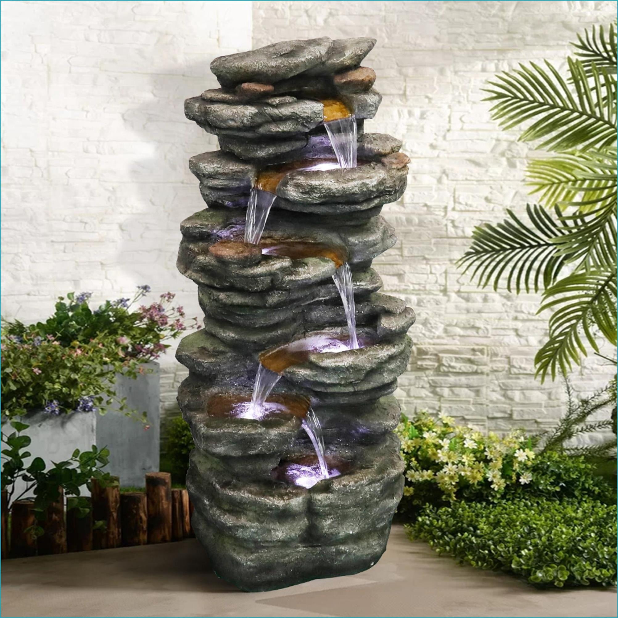 Watnature 40" Outdoor 6-Tier Cascading Fountain