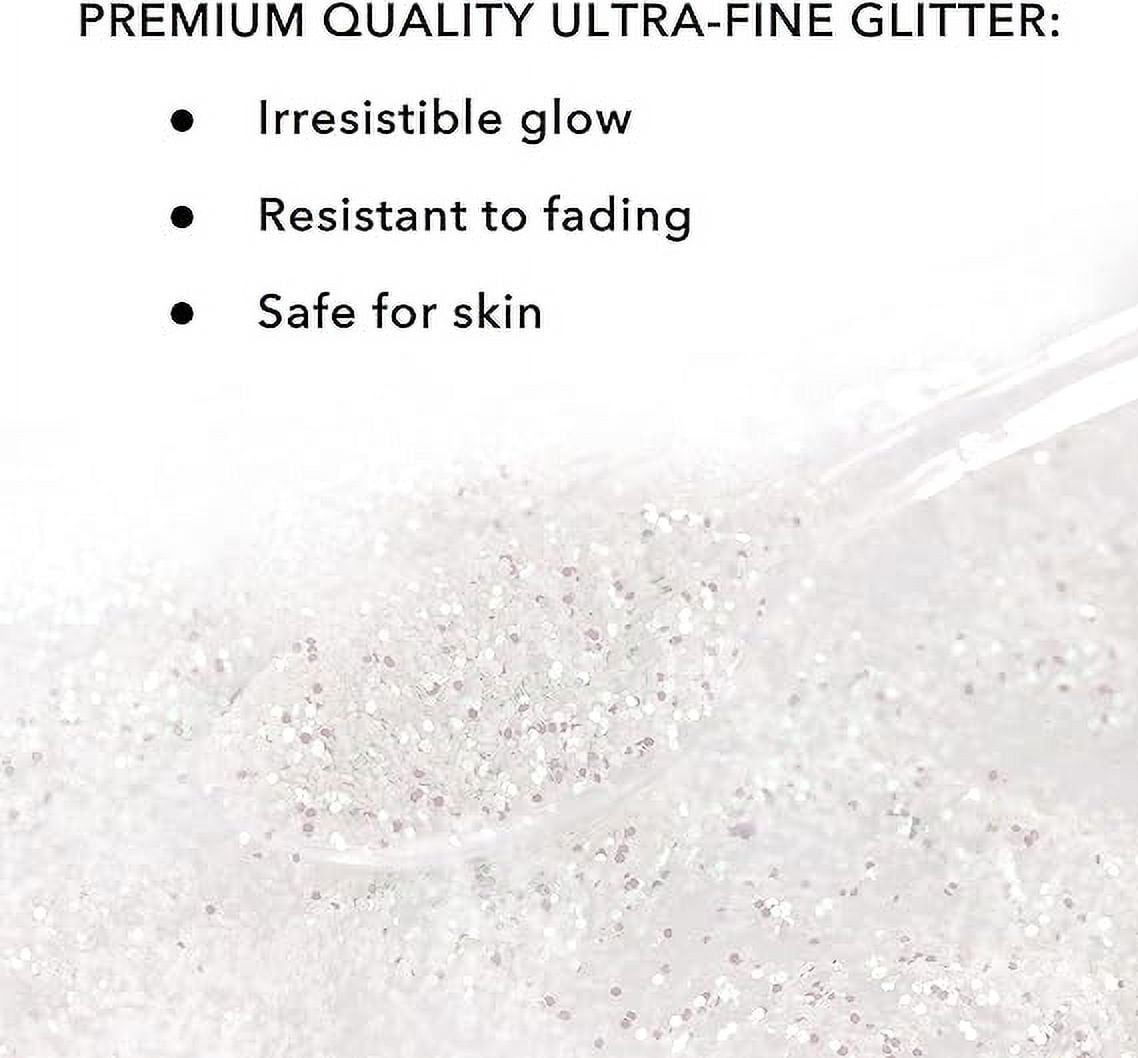 Nail Glitter - Hollographic White Fine Glitter in Jar - 12 Oz Glitter for Crafts - Glitter for Slime - Face Glitter - Candle Glitter - Body Glitter