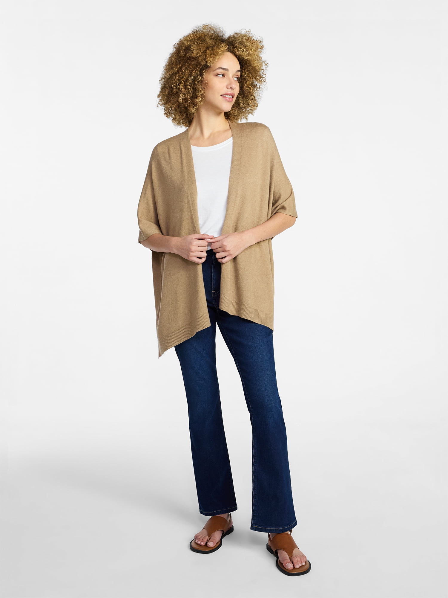 Time and Tru Women's and Women’s Plus Open Front Knit Wrap. Lightweight, Sizes S/M-2XL/3XL