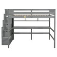 thumbnail image 3 of Grey Loft Bed With Desk, Storage Shelves And Reliable Staircase For A Secure Peaceful Bedroom Full Size - Elevate Your Bedroom's Practicality Style, 3 of 7