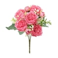 thumbnail image 2 of SMKE peony flowers,floral bouquet,faux peony,flower decor,home decoration,table decoration,gift flowers,floral gift,12.6" Artificial Pink Peony Bouquet,5-Branch Faux Flowers for Vase Centerpiece, 2 of 9