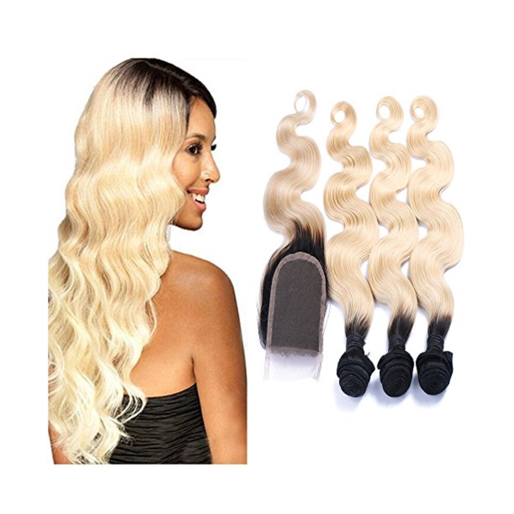 Carina Hair Dark Roots Blonde T1b 613 Ombre Virgin Body Wave