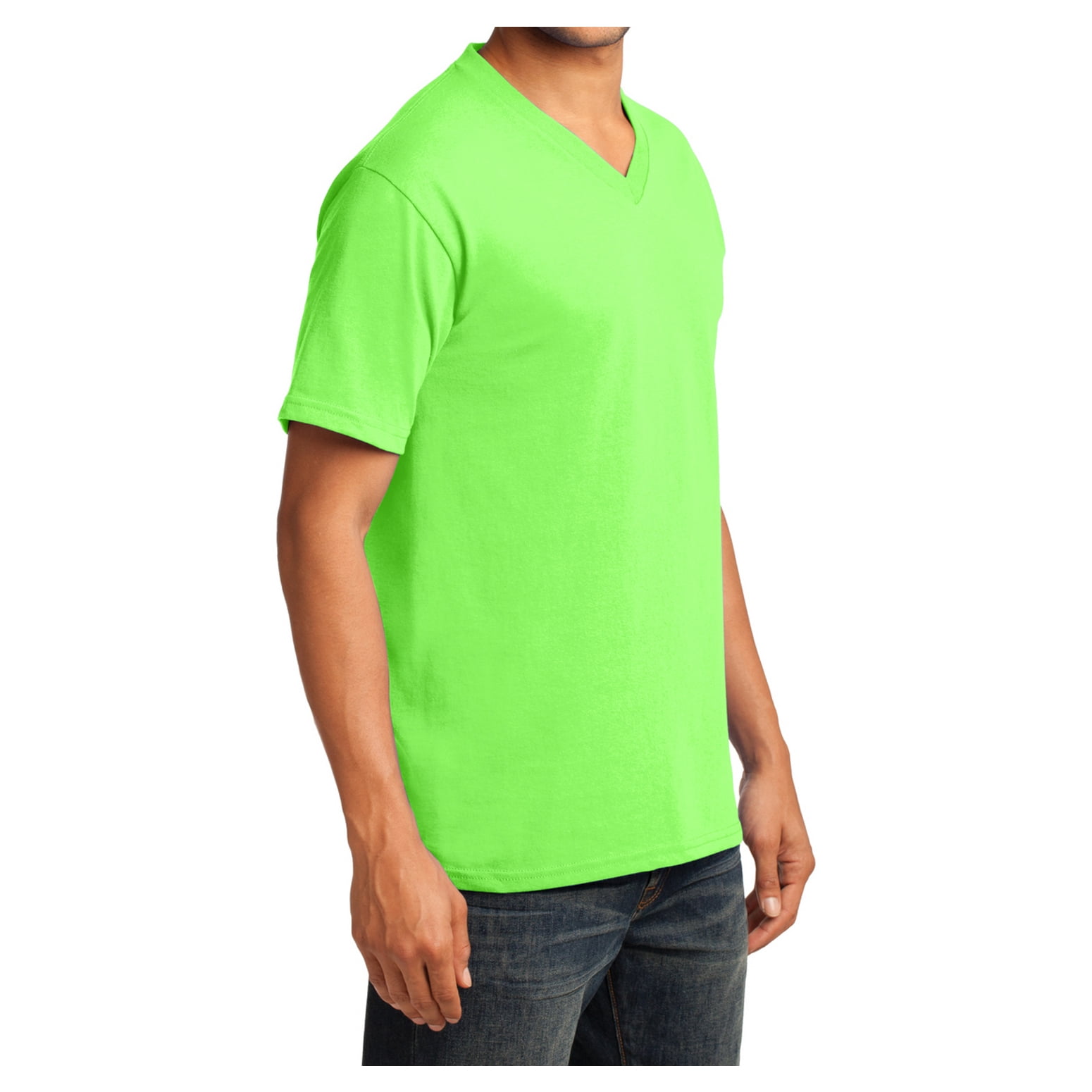 Mens Core Cotton V-Neck Tee Neon Green 4XL - Walmart.com