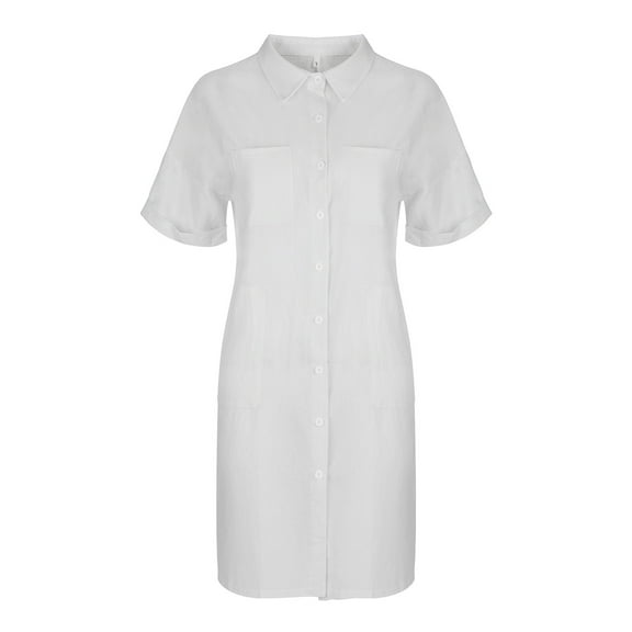 fvwitlyh Women'S formal Dresses Women's Summer Fall Short Sleeve Long Sleeve Lace Hem T-Shirt Loose Dress with Pockets