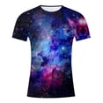 thumbnail image 3 of XIAOCHA Men's Cosmic Graphic Tee Crew Neck Short Sleeve T Shirt Breathable Trendy Casual Wear Top, 3 of 5