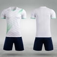 thumbnail image 4 of RKSTN Soccer Maillot Enfants Manches Courtes Col Rond Chandail de Soccer avec Shorts Ensemble Uniforme d'Entraînement 2 Pcs Ensemble de Maillot de Soccer (Blanc, TP) Unisexe, 4 of 6