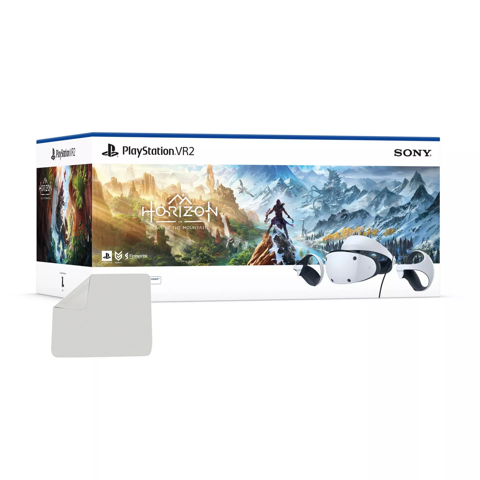 Restored PlayStation VR2 Horizon Call of the Mountain bundle with Microfiber Cleaning Cloth - PlayStation 5 PSVR2 - White Refurbished