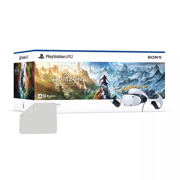 PlayStation VR2 Horizon Appel de la Montagne Ensemble avec Chiffon de Nettoyage en Microfibre - PlayStation 5 PSVR2 - Blanc