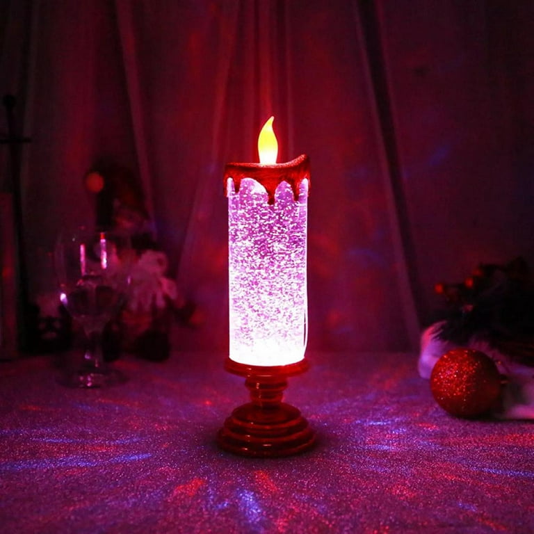 LED Water Candle with Glitter USB Rechargeable Color Changing Waterproof  Swirling Glitter Flameless Candles for Xmas Party Home Decoration, Purple