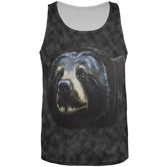 Black Bear Face All Over Adult Tank Top - Small