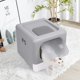 thumbnail image 3 of Cat Litter Box with Scoop and Tray Sifting Enclosed Foldable Kitten Toilet Detachable Poop Top Front Entry Pet Supplies ShopWise Round, 3 of 6