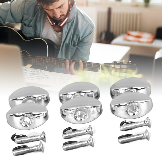 6Pcs Metal Replacement Tuner Knobs, Easy To Install Guitar Tuning Peg Buttons For Acoustic Electric Guitar
