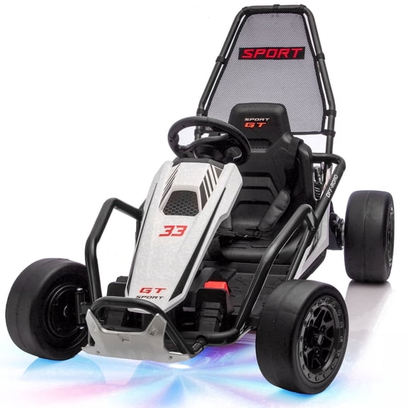 Xuanlur 24V Electric Go Kart for Kids Age 6-12, Drift Kart w/400W Motors, 8.5 MPH, Front EVA Wheel & Metal Frame, Ride on Toys w/Music & Lights, 360° Drift Mode, 5 Point Harness, Black