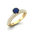 thumbnail image 2 of 5mm Round Blue Sapphire 925 Sterling Silver Gold Vermeil Solitaire Valentines Day Gifts Ring, 2 of 3